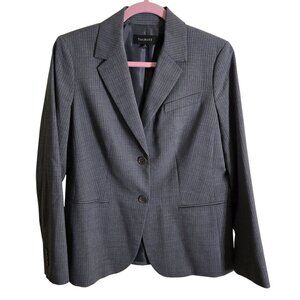 Talbots Gray Pinstripe Wool Blend 2 Button Blazer Career Suiting Size 10